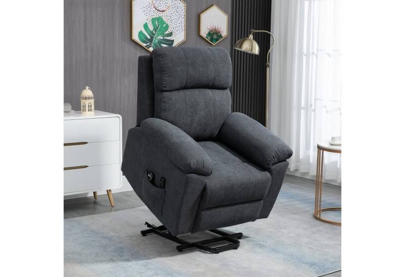 HOMCOM Massagesessel Relaxsessel, TV-Sessel, mit Liegefunktion, Fernsehsessel aus Leinen (Ruhesessel, 1-St., Aufstehsessel), mit Fernbedienung von HOMCOM