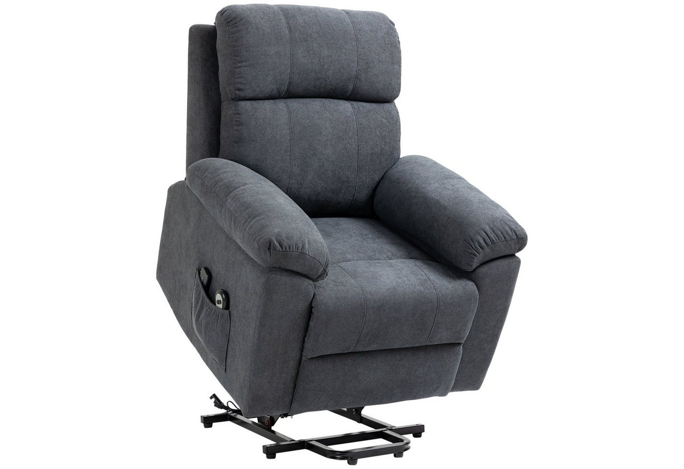 HOMCOM Massagesessel Relaxsessel TV-Sessel mit Liegefunktion Fernsehsessel aus Leinen (Ruhesessel, 1-St., Aufstehsessel), mit Fernbedienung von HOMCOM