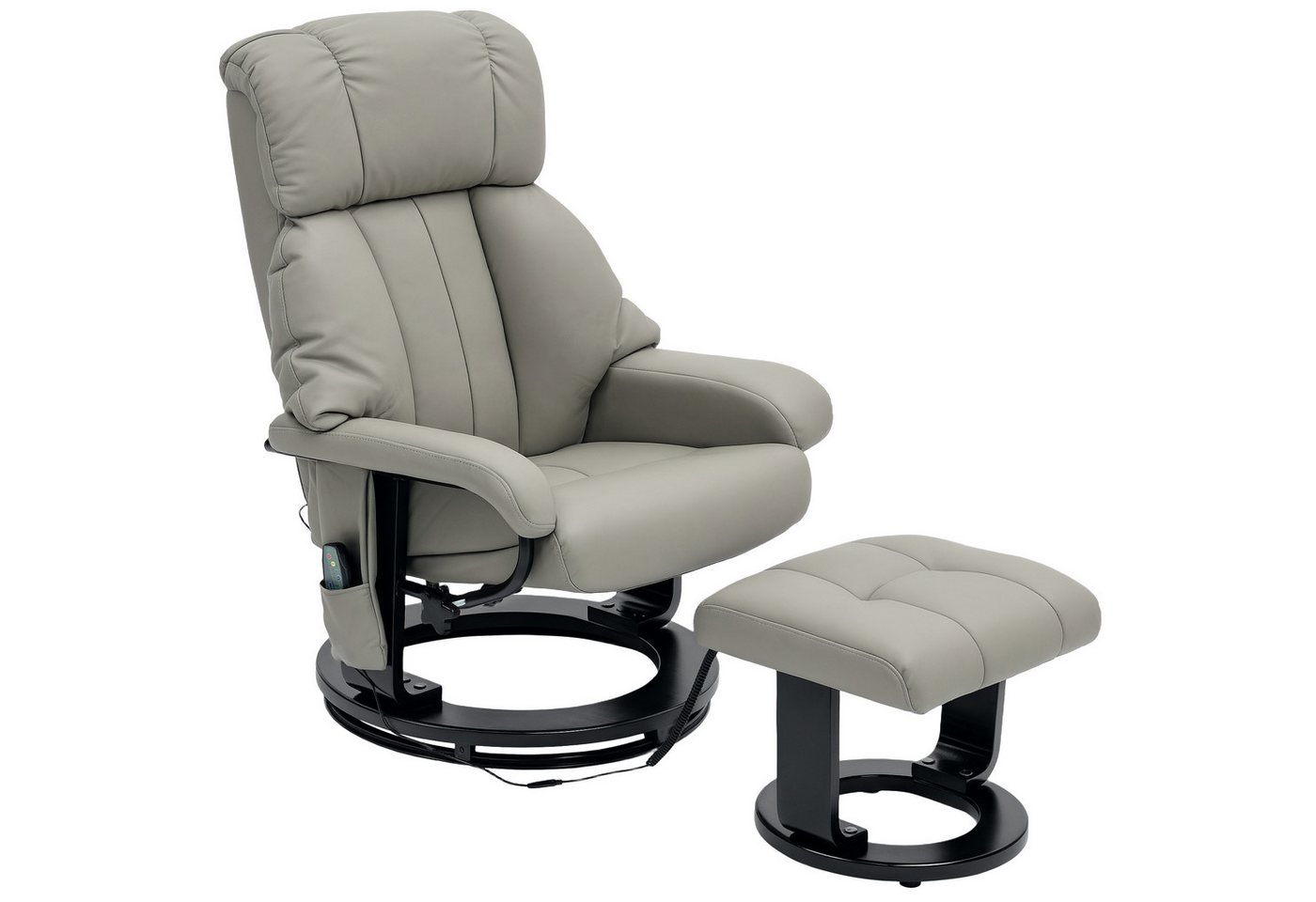 HOMCOM Massagesessel Relaxsessel mit Fußhocker (Fernsehsessel, 2-St., Elektrischer Liegesessel mit Fernbedienung), mit Seitentasche, Kunstleder, Grau von HOMCOM