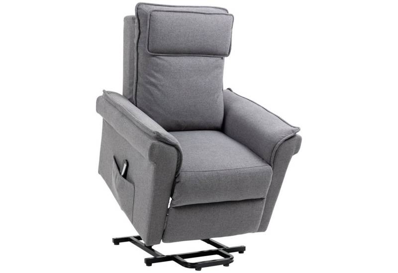 HOMCOM Massagesessel Relaxsessel mit Liegefunktion, mit Fernbedienung (Fernsehsessel, 1-St., Aufstehsessel), für Wohnzimmer, Grau von HOMCOM