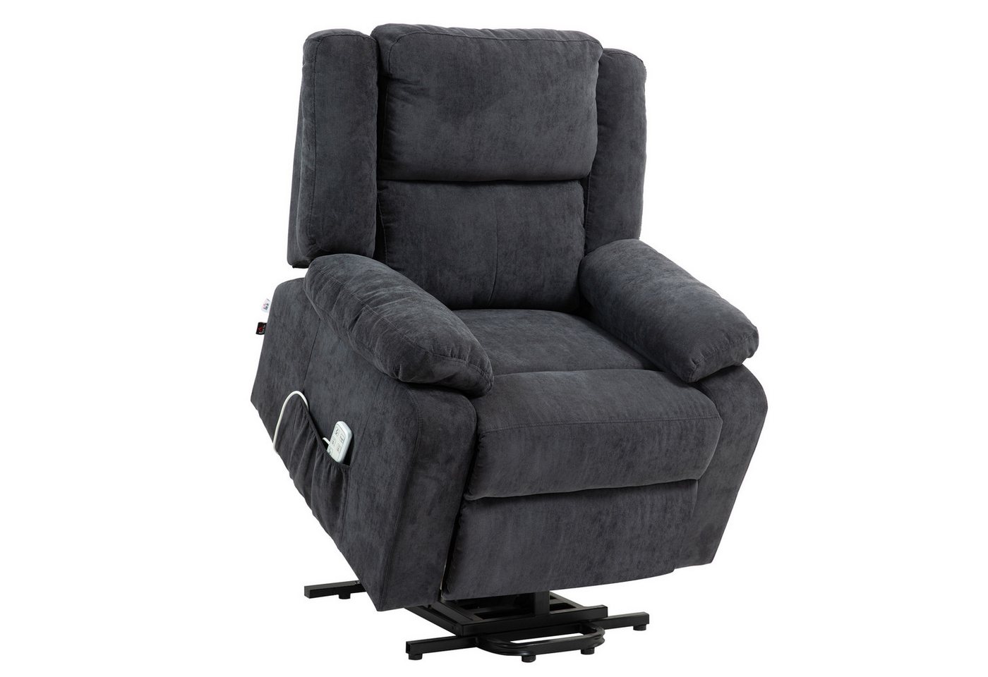 HOMCOM Massagesessel Relaxsessel mit Liegefunktion, mit Fernbedienung (Fernsehsessel, 1-St., Aufstehsessel), für Wohnzimmer, Schwarz von HOMCOM