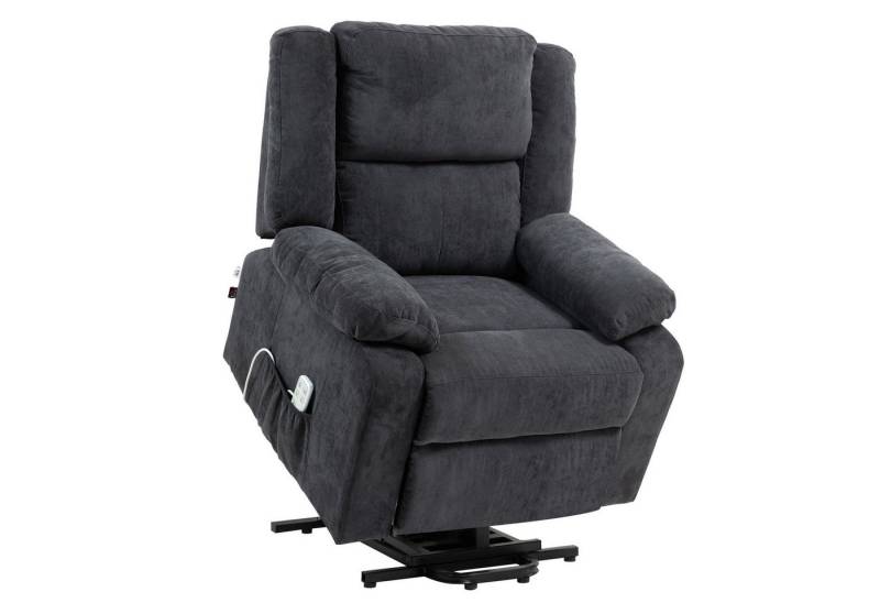 HOMCOM Massagesessel Relaxsessel mit Liegefunktion, mit Fernbedienung (Fernsehsessel, 1-St., Aufstehsessel), für Wohnzimmer, Schwarz von HOMCOM