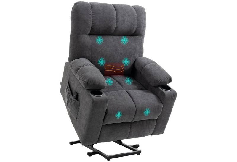 HOMCOM Massagesessel Sessel mit Aufstehhilfe, Elektrischer Kinosessel mit Massagefunktion von HOMCOM