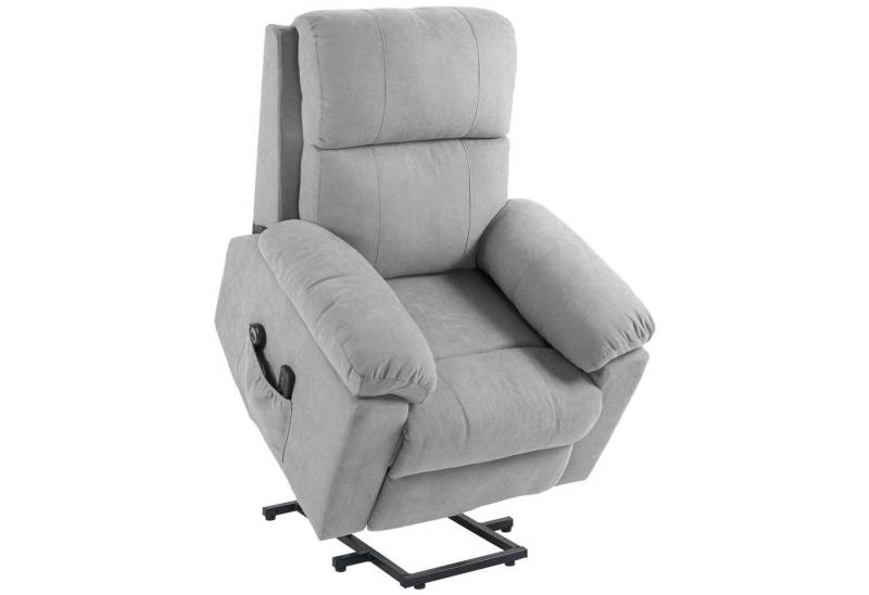 HOMCOM Massagesessel Sessel mit Aufstehhilfe mit Seitentaschen, Elektrischer Aufstehsessel (Fernsehsessel mit Fernbedienung, 1-St., Relaxsessel mit Liegefunktion), für Arbeitszimmer, Wohnzimmer, Hellgrau von HOMCOM