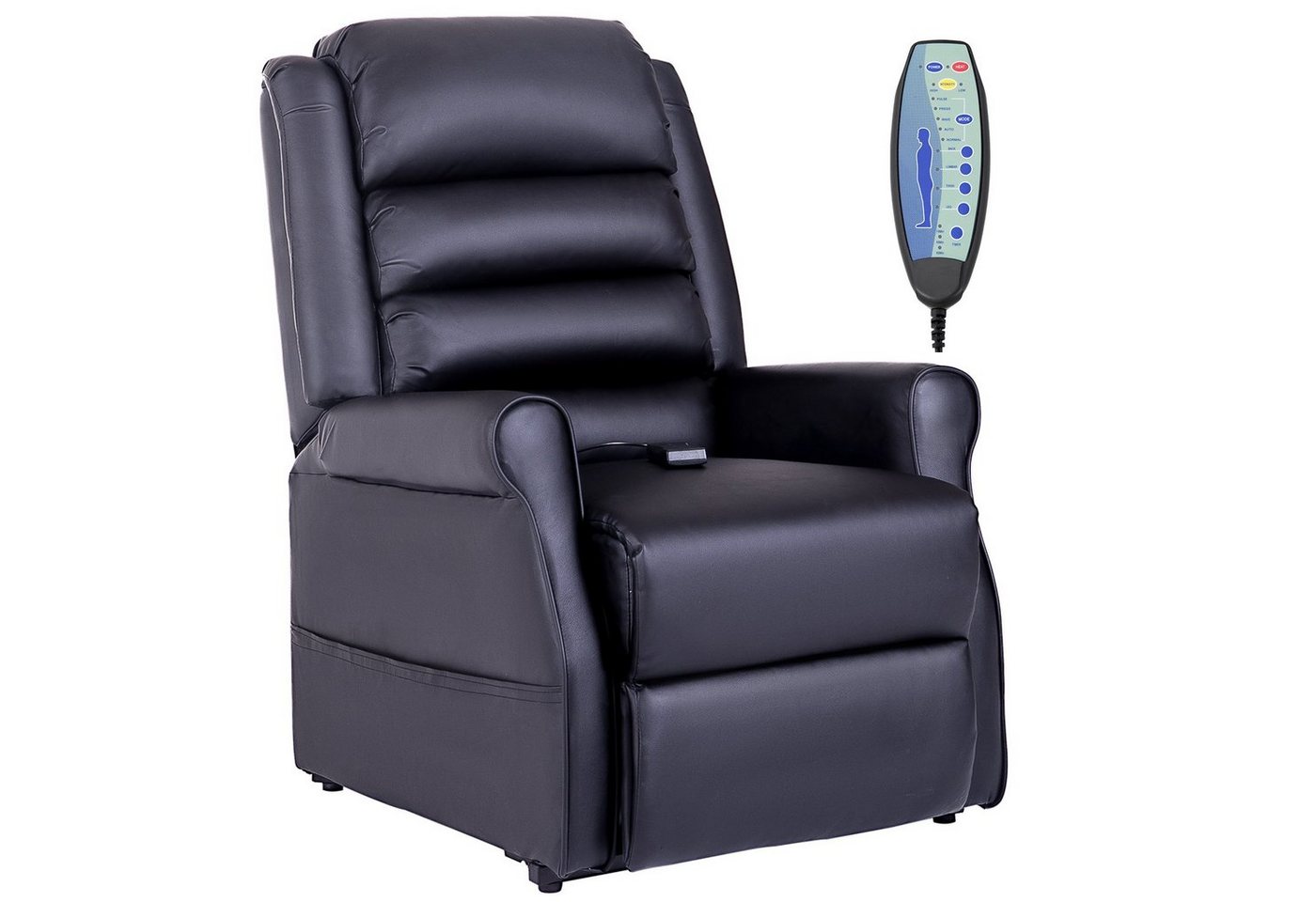 HOMCOM Massagesessel TV Sessel für Senior, Fernsehsessel mit Wärmefunktion (Relaxsessel, 1-St., Sessel), für Wohnzimmer, Schwarz von HOMCOM