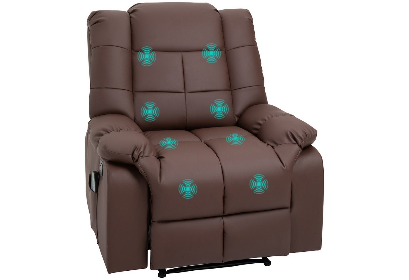 HOMCOM Massagesessel mit 8 Vibrationspunkten, aus Kunstleder, 94 x 99 x 99cm (Relaxsessel, 1-St., Fernsehsessel), für Wohnbereich, Braun von HOMCOM