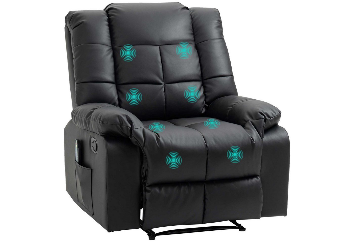 HOMCOM Massagesessel mit 8 Vibrationspunkten, aus Kunstleder, 94 x 99 x 99cm (Relaxsessel, 1-St., Fernsehsessel), für Wohnbereich, Schwarz von HOMCOM