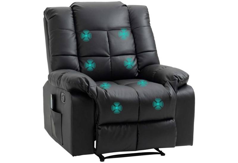 HOMCOM Massagesessel mit 8 Vibrationspunkten, aus Kunstleder, 94 x 99 x 99cm (Relaxsessel, 1-St., Fernsehsessel), für Wohnbereich, Schwarz von HOMCOM