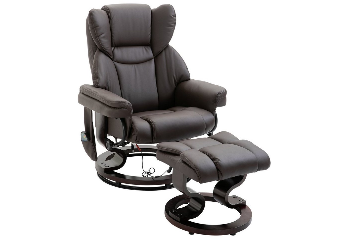 HOMCOM Massagesessel mit Fußhocker, Liegefunktion (Relaxsessel, 2-St., Sessel), Liegefunktion Braun 79 x 82 x 101 cm von HOMCOM