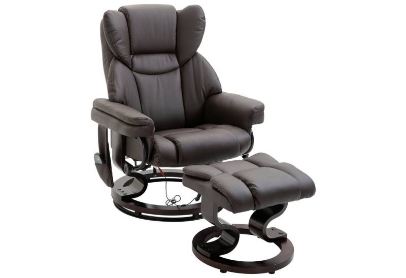 HOMCOM Massagesessel mit Fußhocker, Liegefunktion (Relaxsessel, 2-St., Sessel), Liegefunktion Braun 79 x 82 x 101 cm von HOMCOM