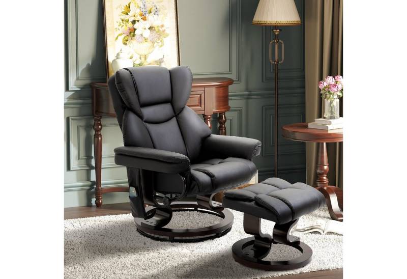 HOMCOM Massagesessel mit Fußhocker, Liegefunktion (Sessel, 2-St., Relaxsessel), für Wohnyimmer, Schwarz von HOMCOM