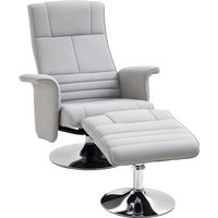 HOMCOM Massagesessel mit Fußhocker  Elektrischer Fernsehsessel mit Liegefunktion, Fernbedienung, Leinenoptik, Stahl, Hellgrau  Aosom von HOMCOM