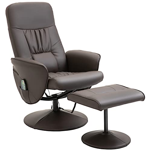 HOMCOM Relaxsessel mit Hocker, drehbarer Fernsehsessel mit 10 Massagepunkte, Liegefunktion, Massagesessel mit Fernbedienung, Seitentasche, TV-Sessel, Kunstleder, Braun HOMCOM Relaxsessel mit Hocker, drehbarer Fernsehsessel mit 10 Massagepunkte, Liegefunktion, Massagesessel mit Fernbedienung, Seitentasche, TV-Sessel, Kunstleder, Braun von HOMCOM