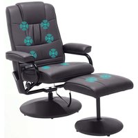 Homcom - Relaxsessel mit Hocker, 360°drehbarer Fernsehsessel mit Massage, Liegefunktion, Massagesessel mit Seitentasche, TV-Sessel aus Kunstleder für von HOMCOM