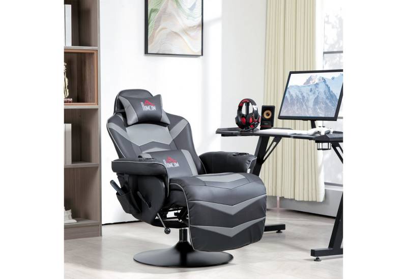 HOMCOM Massagesessel mit Massagefunktion, mit hohe Rückenlehn und Kissen (Fernsehsessel, 1-St., Relaxsessel), für Wohnzimmer, Schwarz+Grau von HOMCOM