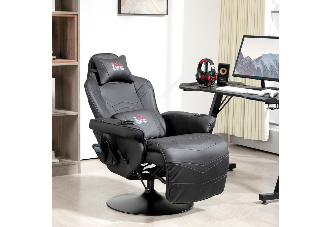 HOMCOM Massagesessel mit Massagefunktion, mit hohe Rückenlehn und Kissen (Fernsehsessel, 1-St., Relaxsessel), für Wohnzimmer, Schwarz von HOMCOM