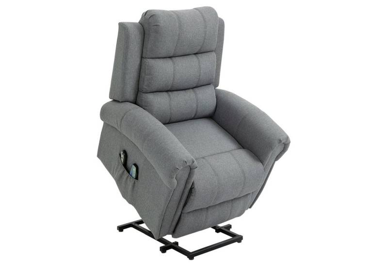 HOMCOM Massagesessel mit Wärmefunktion, mit Aufstehhilfe (Sessel, 1-St., Aufstehsessel), Massagestuhl Aufstehfunktion Fernbedienung Leinen von HOMCOM