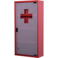 HOMCOM Medizinschrank, BxHxT: 30 x 60 x 12 cm, rot, abschließbar von HOMCOM