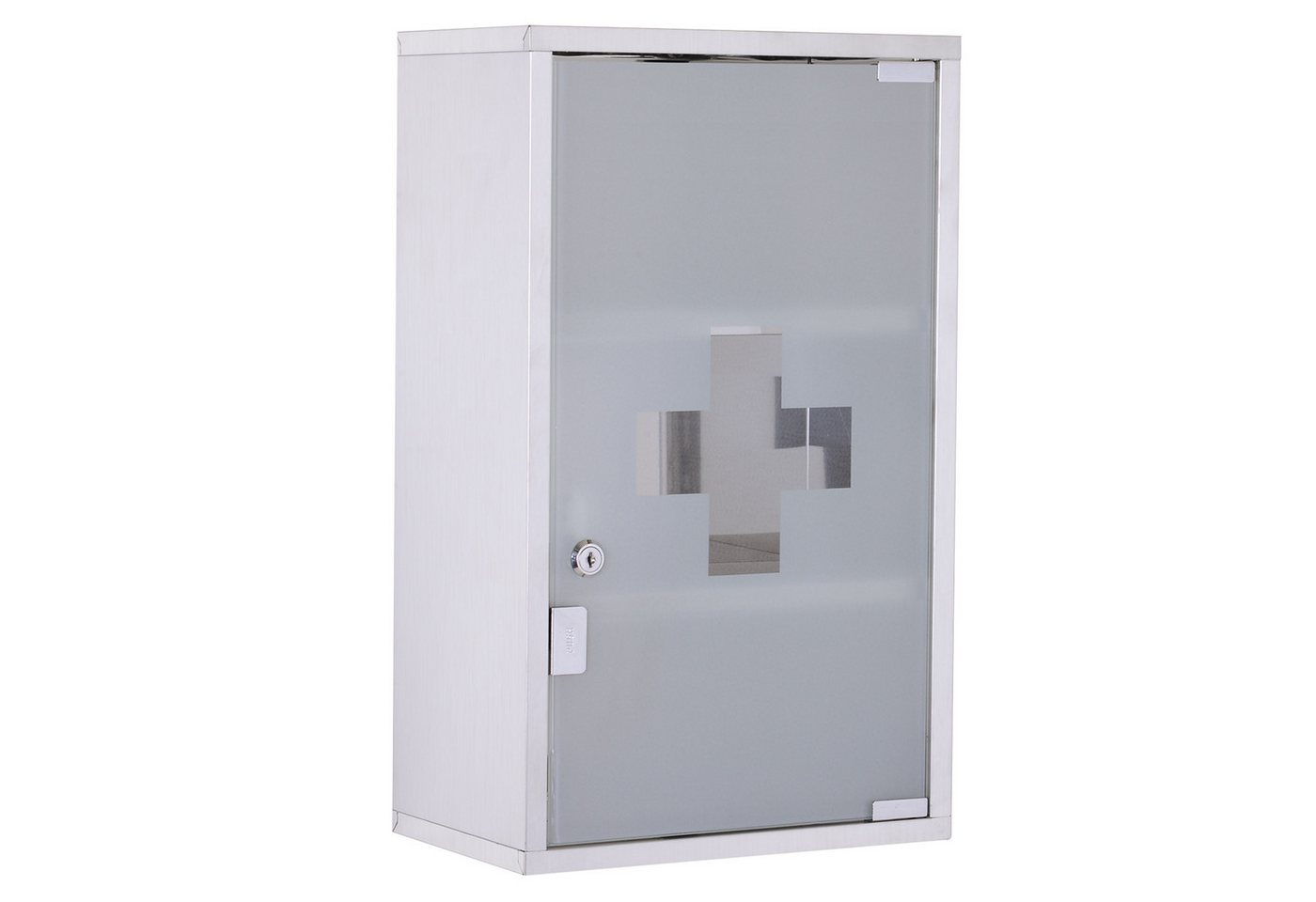 HOMCOM Medizinschrank Erste Hilfe Schrank mit Schloss (Arzneischrank, 1-St., Medikamentschrank) Edelstahl 30 x 18 x 50 cm von HOMCOM
