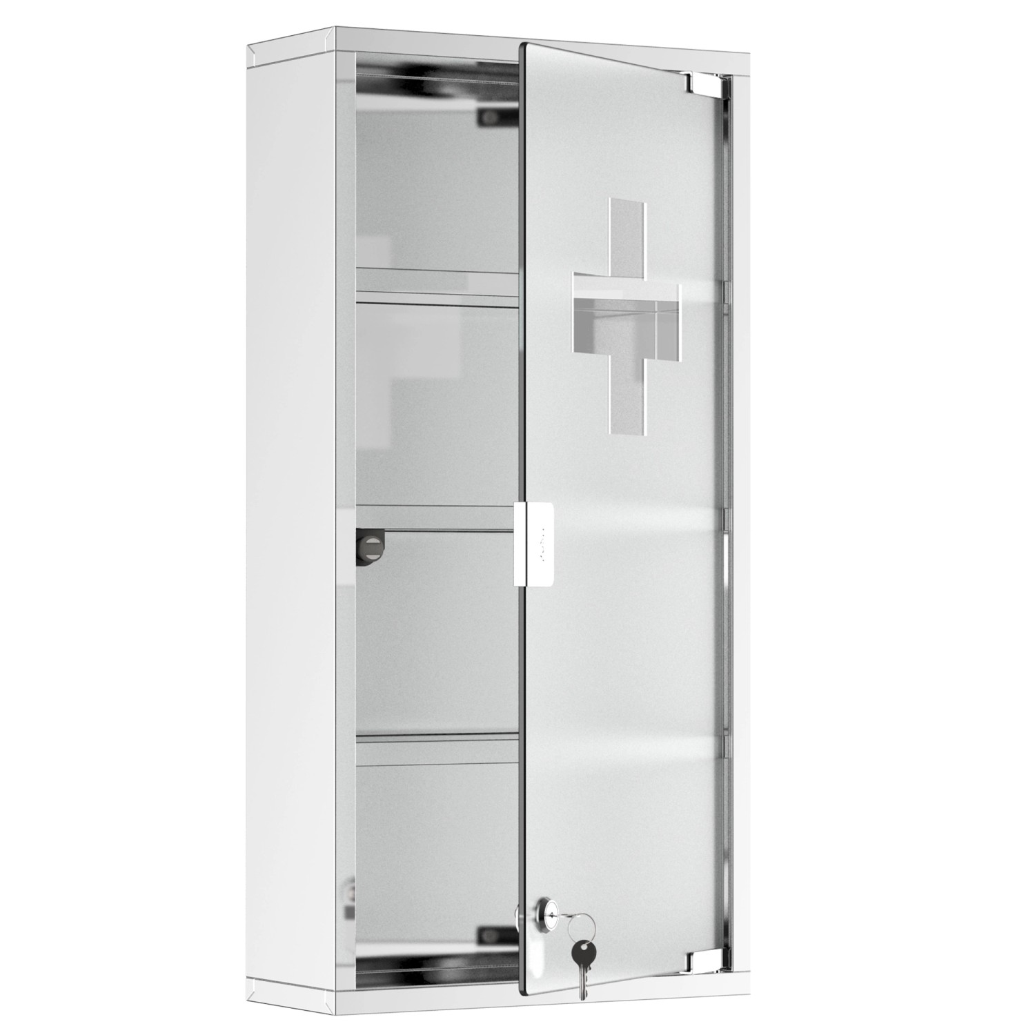 HOMCOM Medizinschrank Arzneischrank mit Schloss Edelstahl 30 x 12 x 60 cm von HOMCOM