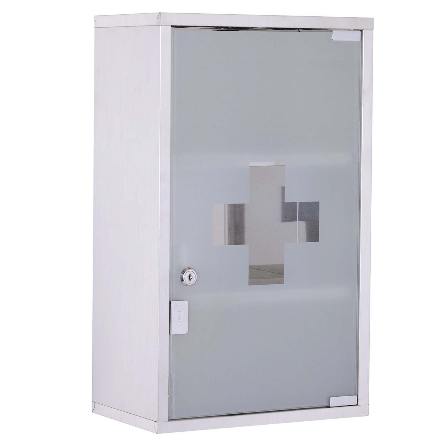 HOMCOM Medizinschrank Arzneischrank mit Schloss Edelstahl 30 x 18 x 50 cm von HOMCOM