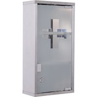 Medizinschrank Arzneischrank Erste-Hilfe-Schrank mit Schloss 3 Fächer Edelstahl Silber 25 x 12 x 48 cm von HOMCOM