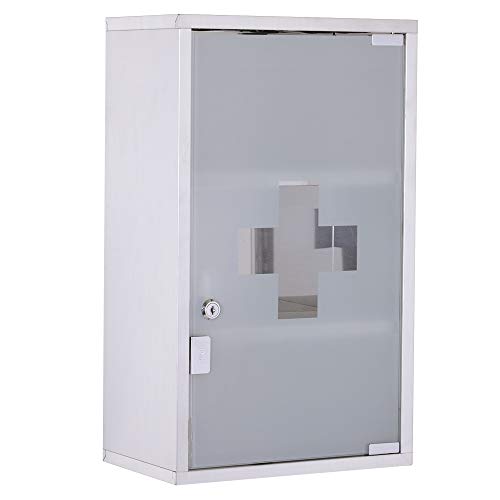 HOMCOM Medizinschrank Arzneischrank aus Edelstahl, Abschließbar Medikamentenschrank mit 3 Fächern, Glastür Apothekerschrank zur Medikamenten-Aufbewahrung, 30 x 18 x 50 cm HOMCOM Medizinschrank Arzneischrank aus Edelstahl, Abschließbar Medikamentenschrank mit 3 Fächern, Glastür Apothekerschrank zur Medikamenten-Aufbewahrung, 30 x 18 x 50 cm von HOMCOM