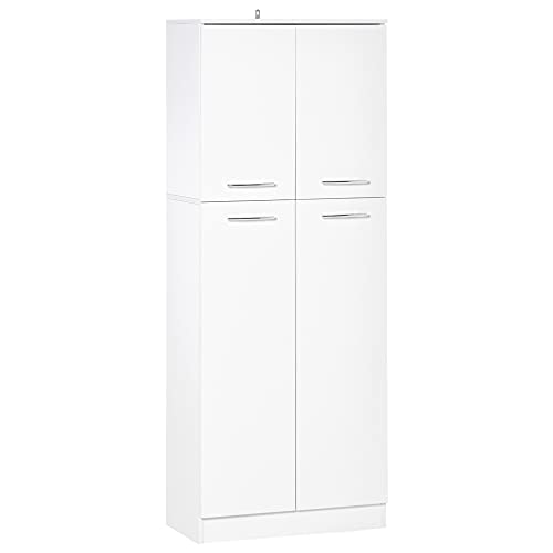 HOMCOM Mehrzweck-Vorratsschrank mit 2 verstellbaren Schränken und Fachböden, MDF, 59x31x155cm, Weiß HOMCOM Mehrzweck-Vorratsschrank mit 2 verstellbaren Schränken und Fachböden, MDF, 59x31x155cm, Weiß von HOMCOM