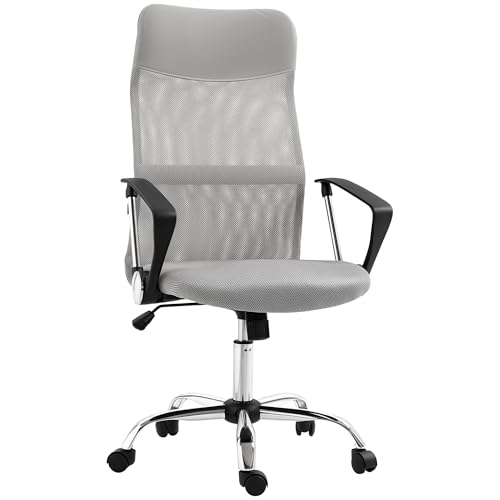 HOMCOM Mesh Office Chair Bürodrehstuhl mit höhenverstellbarer Drehfunktion Atmungsaktive Rückenlehne und Sitzlast 120 kg für Studium Hellgrau HOMCOM Mesh Office Chair Bürodrehstuhl mit höhenverstellbarer Drehfunktion Atmungsaktive Rückenlehne und Sitzlast 120 kg für Studium Hellgrau von HOMCOM