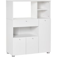 HOMCOM Mikrowellenmöbel Küchenschrank Küchenaufbewahrungsbuffet mit 2 Schränken, 4 Fächern, Schublade, 90L x 40B x 120H cm in Weißem Holz   Aosom von HOMCOM