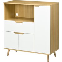 HOMCOM Mikrowellenschrank, Küchenbuffet mit Schränken Schublade verstellbarem Regal, Mikrowellen-Küchenaufbewahrung für Esszimmer, Wohnzimmer, 90 x 40 x 98,5 cm Natur und Weiß   Aosom HOMCOM Mikrowellenschrank, Küchenbuffet mit Schränken Schublade verstellbarem Regal, Mikrowellen-Küchenaufbewahrung für Esszimmer, Wohnzimmer, 90 x 40 x 98,5 cm Natur und Weiß   Aosom von HOMCOM