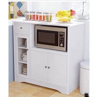 HOMCOM Mikrowellenschrank Küchenschrank freistehend mit 2 Schränken & Schublade, Weiß 90 x 40 x 82 cm, ideal für Wohnzimmer & Küchenzeile   Aosom.de von HOMCOM