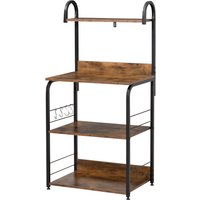 HOMCOM Mikrowellenschrank mit 4 Regalen und 4 Haken, Küchenschrank aus Stahl und Spanplatte 60x40x125cm, Rustikales Braun   Aosom von HOMCOM