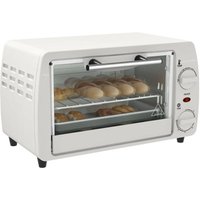 HOMCOM Mini Backofen 10 L 750W 100-230℃ 60 Min. Timer mit Backblech, Grillrost und Herausnehmbarer Bodenschale, Pizza-Ofen Cremeweiß von HOMCOM