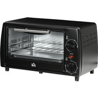 HOMCOM Mini Backofen 10L 750W bis 230°C mit Timer 60 Min kleiner Elektrobackofen inkl. Backblech und Rost 36,5x26x22 cm Schwarz   Aosom.de von HOMCOM