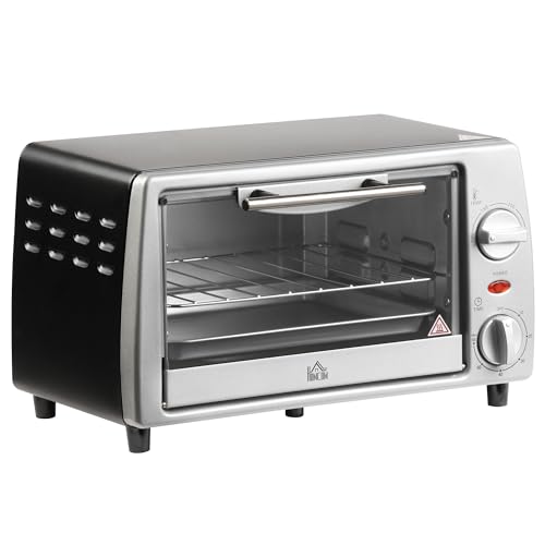 HOMCOM Mini Backofen 10 L 750W 100-230℃ 60 Min. Timer mit Backblech, Grillrost und Herausnehmbarer Bodenschale, Pizza-Ofen Silber HOMCOM Mini Backofen 10 L 750W 100-230℃ 60 Min. Timer mit Backblech, Grillrost und Herausnehmbarer Bodenschale, Pizza-Ofen Silber von HOMCOM