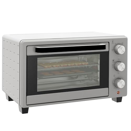 HOMCOM Minibackofen 21L 1400W 60 Min. Timer, Kleinbackofen mit 100 °C-230 °C einstellbar Temperatur Garzeit, Mini Ofen mit Backblech, Drahtgestell, Tischofen aus Metall, Silber HOMCOM Minibackofen 21L 1400W 60 Min. Timer, Kleinbackofen mit 100 °C-230 °C einstellbar Temperatur Garzeit, Mini Ofen mit Backblech, Drahtgestell, Tischofen aus Metall, Silber von HOMCOM