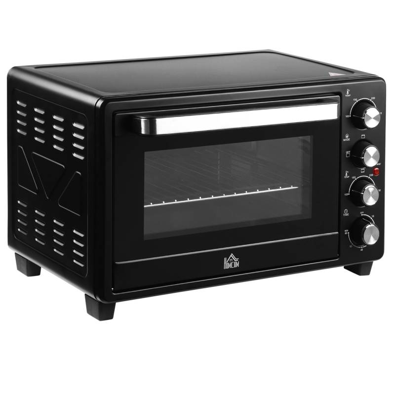 HOMCOM Mini Backofen 32L mit Grillrost Backblech 3 Kochmodi Edelstahl Schwarz von HOMCOM
