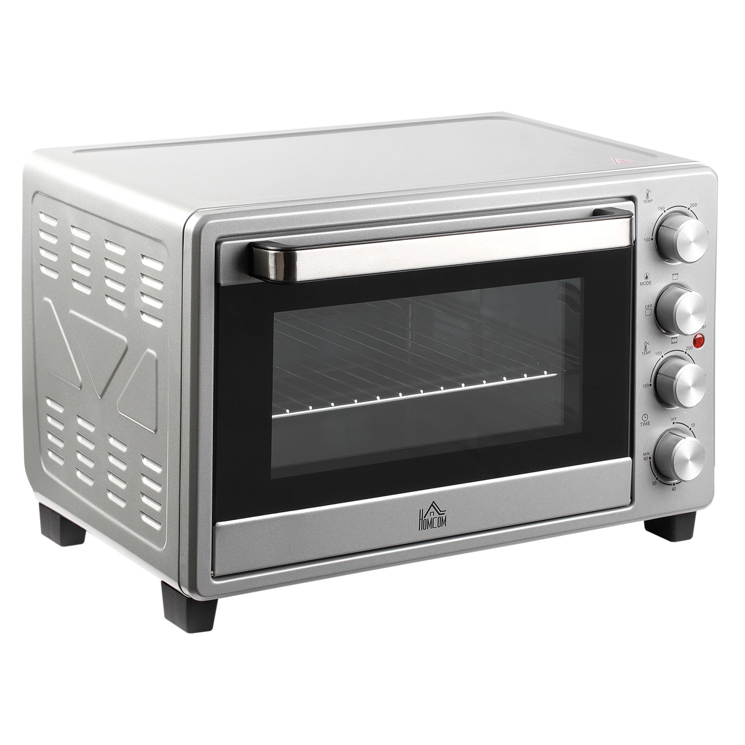HOMCOM Mini Backofen 32L mit Grillrost  Backblech 3 Kochmodi mit Timer Silber von HOMCOM