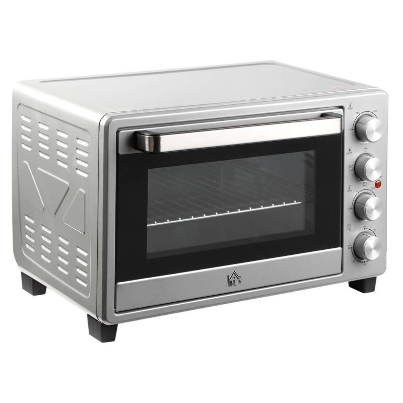 HOMCOM Mini Backofen 32L mit Grillrost  Backblech 3 Kochmodi mit Timer Silber von HOMCOM