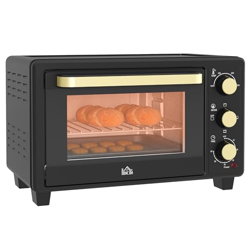 HOMCOM Mini Backofen 16 L 1400W 100-230℃ 60 Min. Timer inkl. Krümelblech, Backblech und Grillrost, Innenbeleuchtung, Minibackofen mit Tablettgriff, Schwarz HOMCOM Mini Backofen 16 L 1400W 100-230℃ 60 Min. Timer inkl. Krümelblech, Backblech und Grillrost, Innenbeleuchtung, Minibackofen mit Tablettgriff, Schwarz von HOMCOM