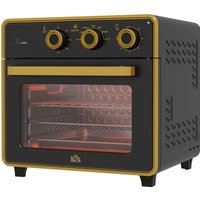 HOMCOM Minibackofen 20L, Pizza-Ofen mit Umluftfunktion, Heißluftofen mit Backblech, Grillrost, 90-230℃, 1400 W Elektrischer Mini Ofen mit 1 Std. Timer von HOMCOM