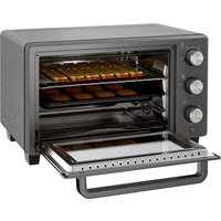 HOMCOM Minibackofen 21L 1400W 60 Min. Timer, Kleinbackofen mit 100 °C-230 °C einstellbar Temperatur Garzeit, Mini Ofen mit Backblech, Drahtgestell, Tischofen aus Edelstahl, Grau   Aosom von HOMCOM
