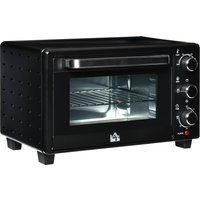 HOMCOM Minibackofen  21L, 3 Kochmodi, 100°C-230°C, 1400W, Edelstahl & Glas, Schwarz+Silber, 46,4x38x28,5cm  Aosom.de von HOMCOM