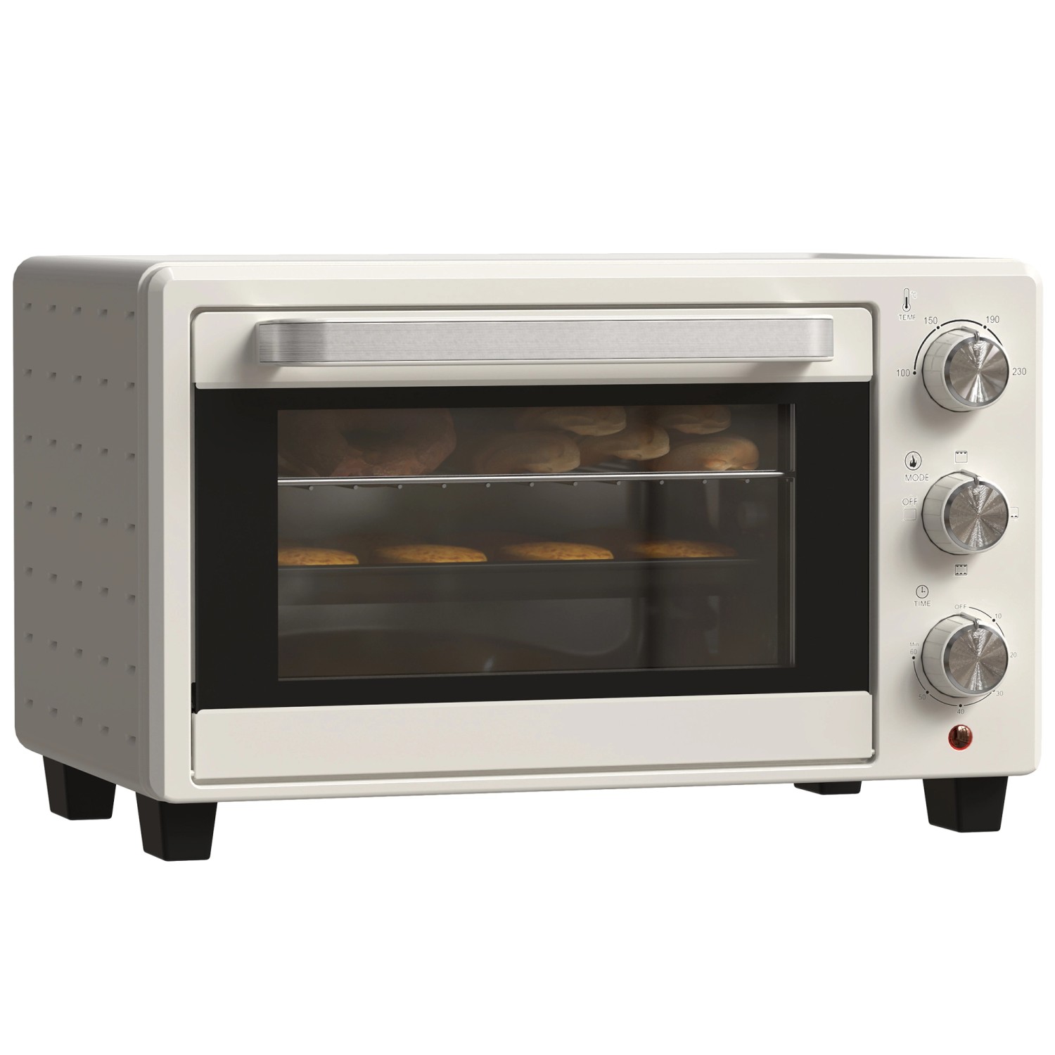 HOMCOM Minibackofen 21L mit 1 Drahtgestell 1 Backblech 3 Kochmodi Glas Cremeweiß von HOMCOM