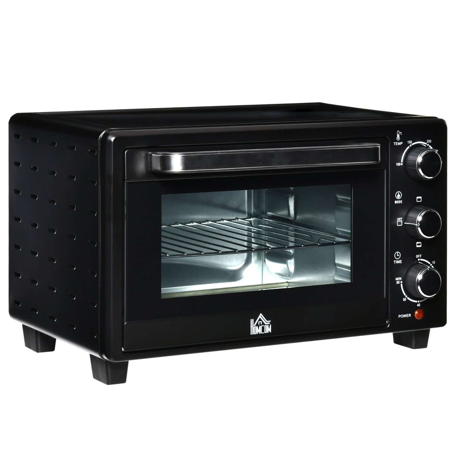 HOMCOM Minibackofen 21L mit 1 Drahtgestell 1 Backblech 3 Kochmodi Glas Schwarz von HOMCOM