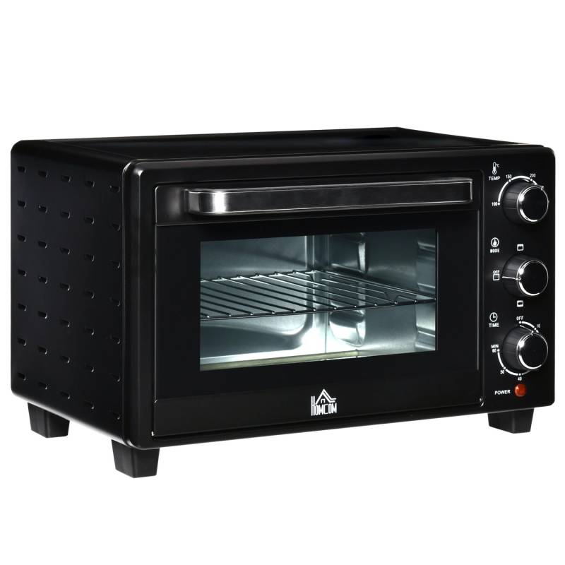 HOMCOM Minibackofen 21L mit 1 Drahtgestell 1 Backblech 3 Kochmodi Glas Schwarz von HOMCOM