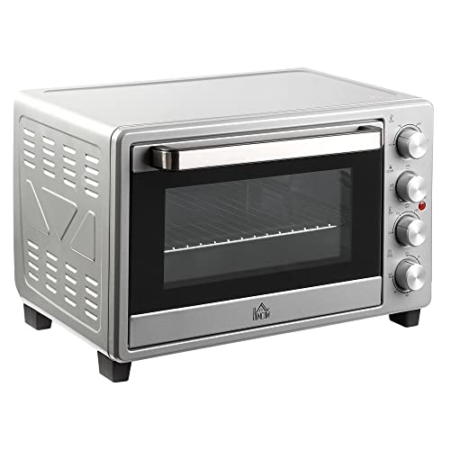 HOMCOM Mini Backofen 32L 100 °C-230 °C 1600 W Mini Ofen mit Backblech Krümelblech Grillrost und 3 Kochmodi Pizzaofen mit Timer Backblech-Griff Edelstahl Silber HOMCOM Mini Backofen 32L 100 °C-230 °C 1600 W Mini Ofen mit Backblech Krümelblech Grillrost und 3 Kochmodi Pizzaofen mit Timer Backblech-Griff Edelstahl Silber von HOMCOM
