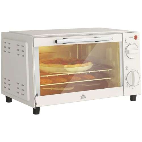 HOMCOM Minibackofen 9L Mini Ofen mit Backblech, Grillrost, 100 °C-230 °C, mit einstellbar Temperatur und Garzeit, 60 Min. Timer, 750W, Edelstahl, Cremeweiß HOMCOM Minibackofen 9L Mini Ofen mit Backblech, Grillrost, 100 °C-230 °C, mit einstellbar Temperatur und Garzeit, 60 Min. Timer, 750W, Edelstahl, Cremeweiß von HOMCOM