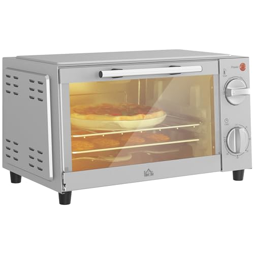 HOMCOM Minibackofen 9L Mini Ofen mit Backblech, Grillrost, 100 °C-230 °C, mit einstellbar Temperatur und Garzeit, 60 Min. Timer, 750W, Edelstahl, Silber HOMCOM Minibackofen 9L Mini Ofen mit Backblech, Grillrost, 100 °C-230 °C, mit einstellbar Temperatur und Garzeit, 60 Min. Timer, 750W, Edelstahl, Silber von HOMCOM